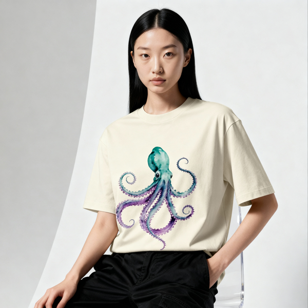 Aqua Depths Cotton Oversized Tee