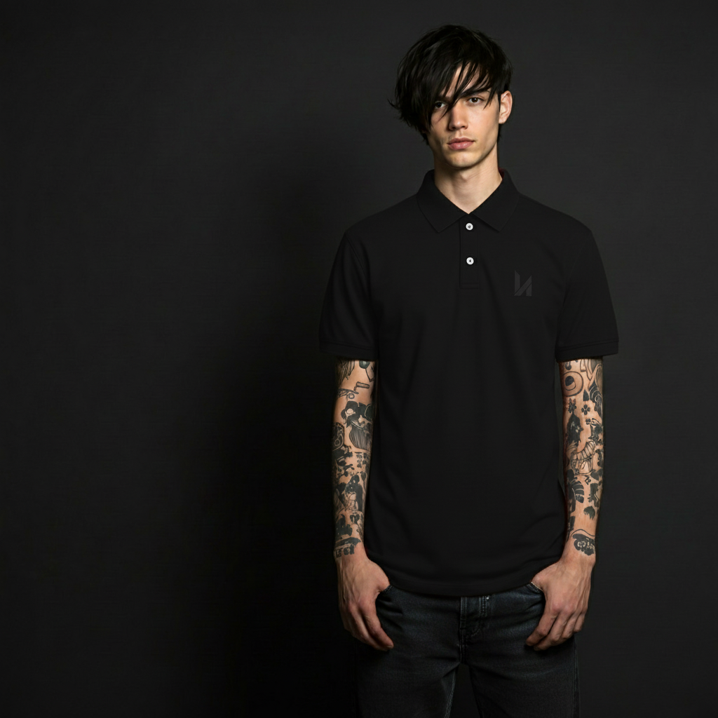 Premium Piqué Cotton Polo T-shirt - Black